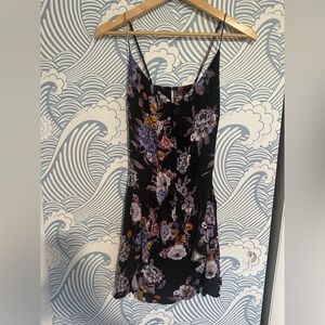 Free People Black and Purple Floral Mini Dress